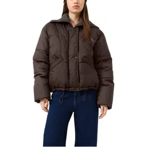 Casual Outdoor Padded Jacket with Integrated Knit Collar for Women QS image-2