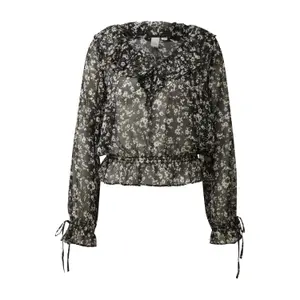Transparent Floral Print Blouse for Women QS image-0