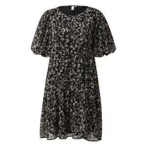 Floral Print Puff Sleeve Chiffon Dress Women QS image-0