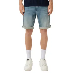Denim Shorts with Turned-Up Hem QS image-2
