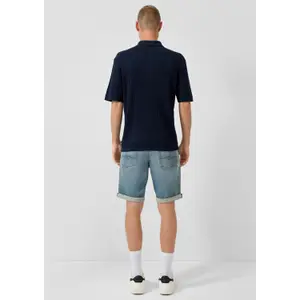 Denim Shorts with Turned-Up Hem QS image-4