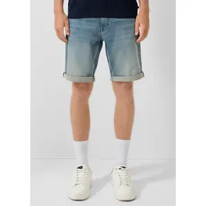 Denim Shorts with Turned-Up Hem QS image-6