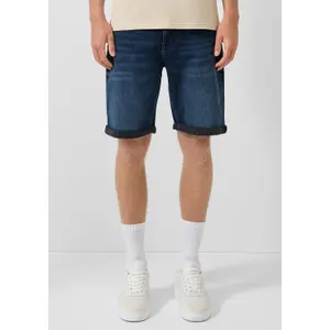 Denim Shorts with Turned-Up Hem QS image-6
