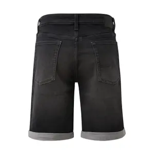 Denim Shorts with Turned-Up Hem QS image-1