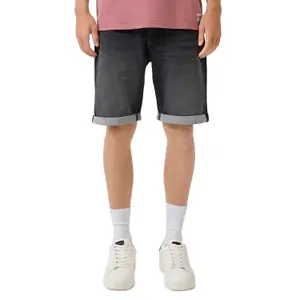 Denim Shorts with Turned-Up Hem QS image-2
