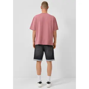 Denim Shorts with Turned-Up Hem QS image-4