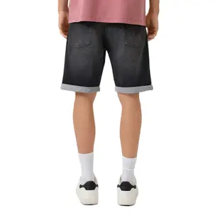 Denim Shorts with Turned-Up Hem QS image-5