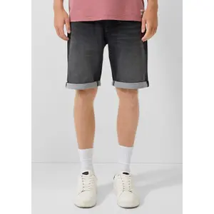 Denim Shorts with Turned-Up Hem QS image-6