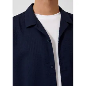 Seersucker Cotton Button-Down Shirt QS image-3