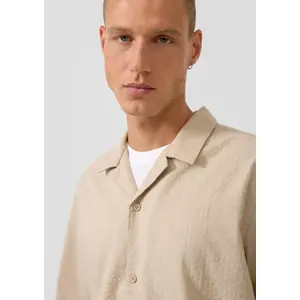 Seersucker Shirt with Lapel QS image-3