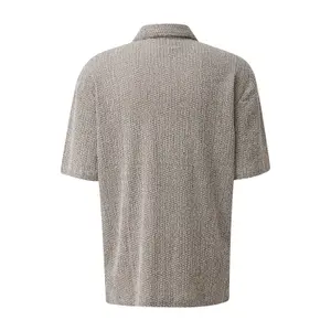 Textured Cotton Striped Shirt with Bohemian Collar QS image-1