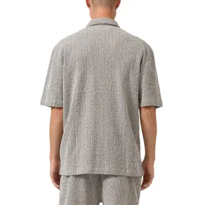 Textured Cotton Striped Shirt with Bohemian Collar QS image-5