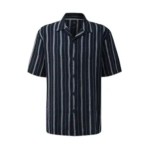 Striped Resort Cut Shirt with Notch Collar QS image-0