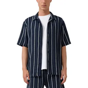 Striped Resort Cut Shirt with Notch Collar QS image-2