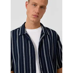 Striped Resort Cut Shirt with Notch Collar QS image-3