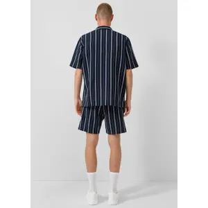 Striped Resort Cut Shirt with Notch Collar QS image-4