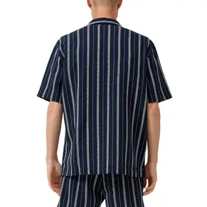 Striped Resort Cut Shirt with Notch Collar QS image-5