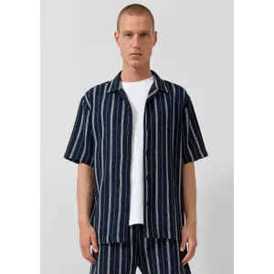 Striped Resort Cut Shirt with Notch Collar QS image-6