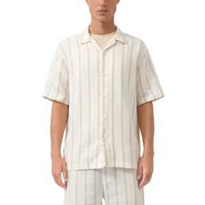 Striped Cotton Resort Shirt with Collar QS image-2