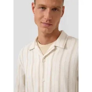 Striped Cotton Resort Shirt with Collar QS image-3