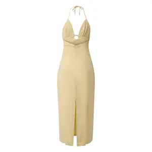 Women's Fitted High Neck Linen Blend Dress QS image-1