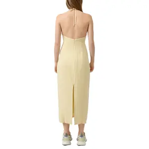 Women's Fitted High Neck Linen Blend Dress QS image-5