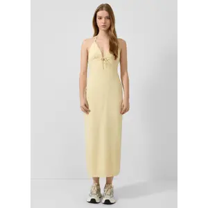 Women's Fitted High Neck Linen Blend Dress QS image-6