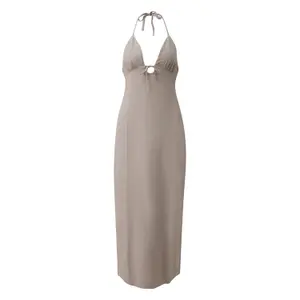 Women's Fitted High Neck Linen Blend Dress QS image-0