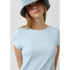 Knee-Length Jersey Dress with Round Neck Women QS image-3