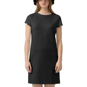 Knee-Length Jersey Dress with Round Neck Women QS image-2