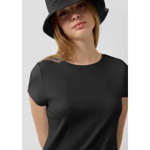 Knee-Length Jersey Dress with Round Neck Women QS image-3