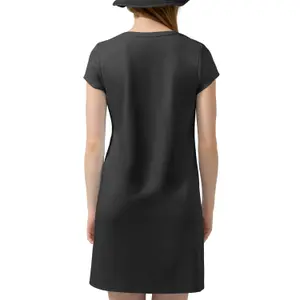 Knee-Length Jersey Dress with Round Neck Women QS image-5