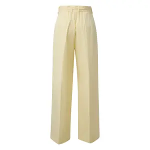 Women's Wide Pleated Fabric Trousers with Belt QS image-1