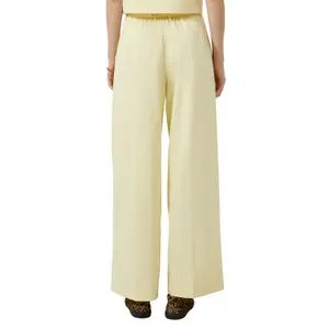 Women's Wide Pleated Fabric Trousers with Belt QS image-5