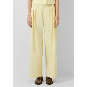 Women's Wide Pleated Fabric Trousers with Belt QS image-6
