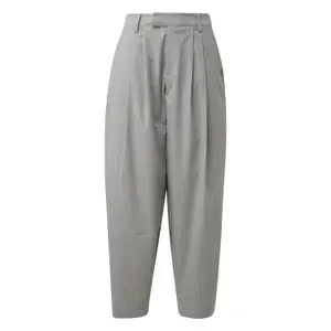 Women's Striped Tennis Barrel-Cut Trousers with Tapered Legs QS image-0