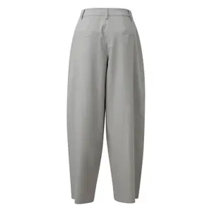 Women's Striped Tennis Barrel-Cut Trousers with Tapered Legs QS image-1