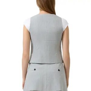 Women's Fine Striped Gilet QS image-5