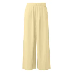 High-Waisted Linen Blend Culotte Trousers for Women QS image-0