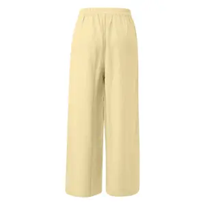 High-Waisted Linen Blend Culotte Trousers for Women QS image-1