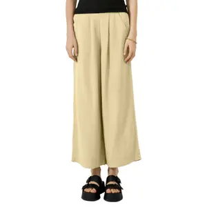 High-Waisted Linen Blend Culotte Trousers for Women QS image-2