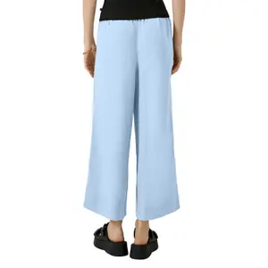 High-Waisted Linen Blend Culotte Trousers for Women QS image-5