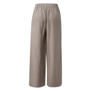 High-Waisted Linen Blend Culotte Trousers for Women QS image-1