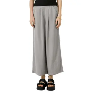 High-Waisted Linen Blend Culotte Trousers for Women QS image-2