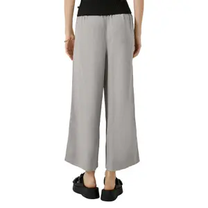 High-Waisted Linen Blend Culotte Trousers for Women QS image-5