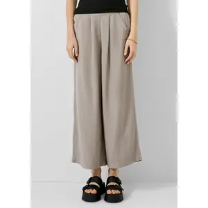 High-Waisted Linen Blend Culotte Trousers for Women QS image-6