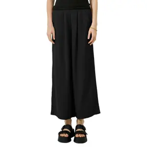 High-Waisted Linen Blend Culotte Trousers for Women QS image-2