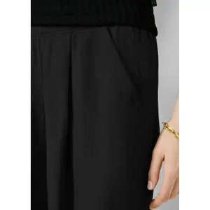 High-Waisted Linen Blend Culotte Trousers for Women QS image-3