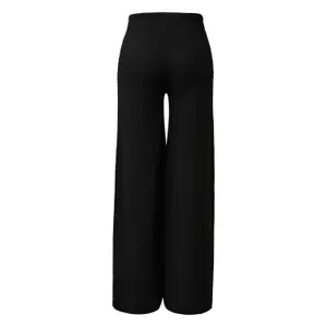 Wide Structured Fabric Trousers with Elastic Waist for Women QS image-1