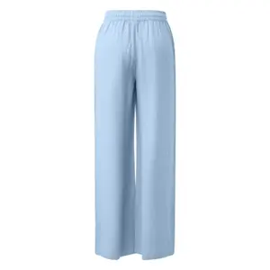 Elasticated Waist Wide Leg Linen Blend Trousers Women's QS image-1